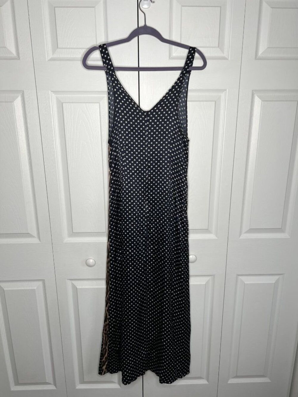 R13 Navy Blue Star Print V-Neck Sleeveless Silk Maxi Dress Women's Size Small S - Picture 11 of 11